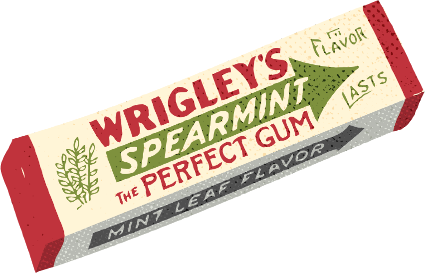 Illustration of Wrigley's gum packaging