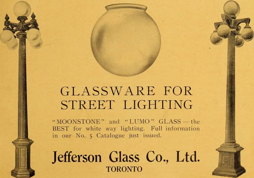 Advertisement for Jefferson Glass Co. street lighting products, December 1917.