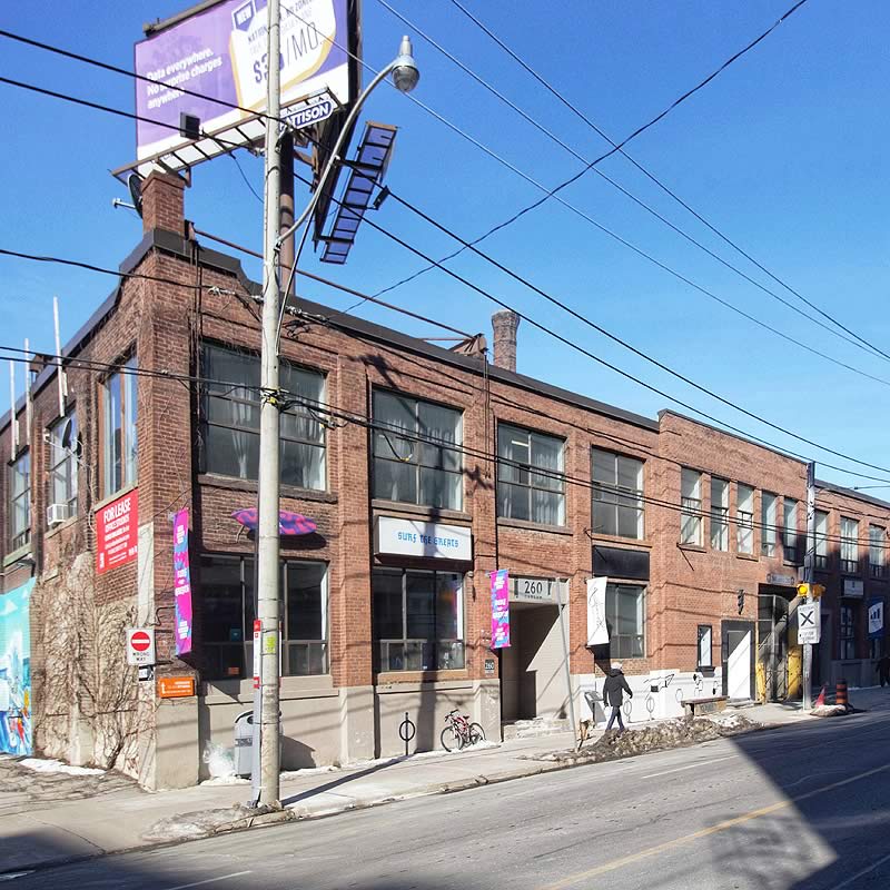 Former Reliable Toy Factory at 260 Carlaw Ave, March 2019.